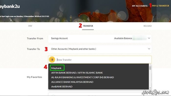 panduan set auto debit maybank2u