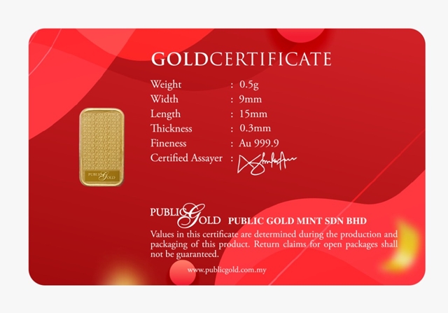 Public Gold gold bar 0.5g terima kasih