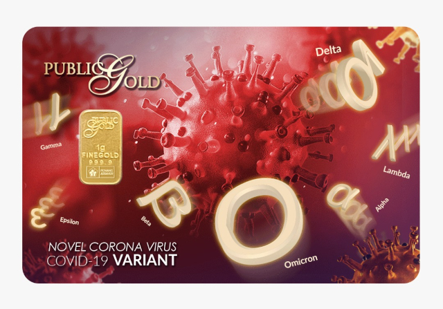 Bar emas Public Gold 1 gram edisi Covid 19 variant