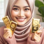 wanita melayu pegang emas