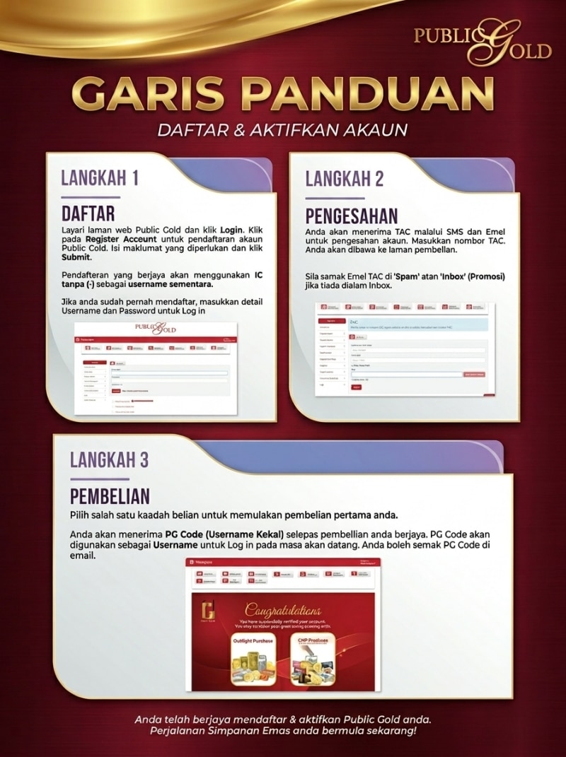 panduan aktif akaun public gold