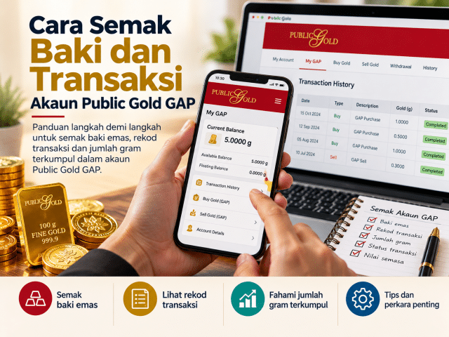 Cara semak baki dan transaksi akaun Public Gold GAP